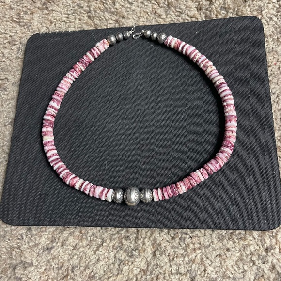 Hand Crafted Jewelry - Hand Crafted “One of a Kind” Purple Spiny Oyster & Sterling Silver Choket